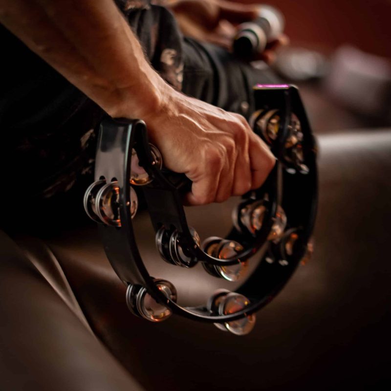 Primer plano de una pandereta